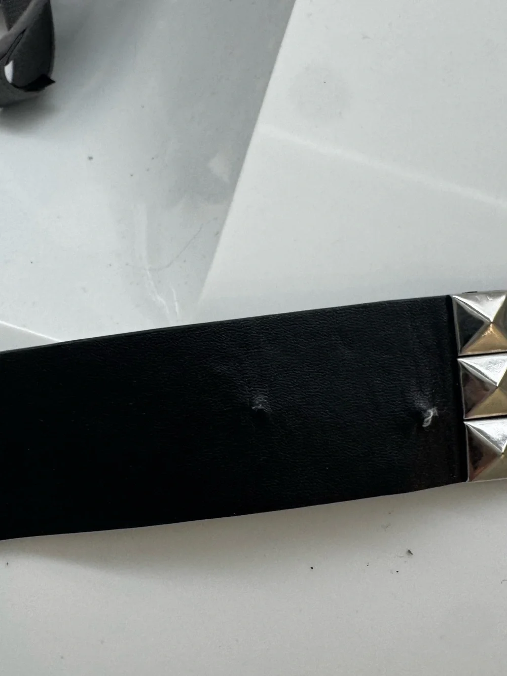 Men's Black Leather Studded Belt with Silver Buckle